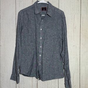UNTUCKit Blue Grey 100% Linen Collared Button Down Long Sleeve Shirt Size Medium